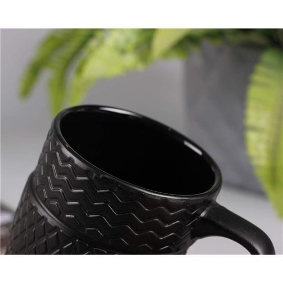 3D Cool Black Tyre Tire Shaped Frosted Ceramic Mug Large Coffee Tea Cup Gifts - Picture 3 of 7